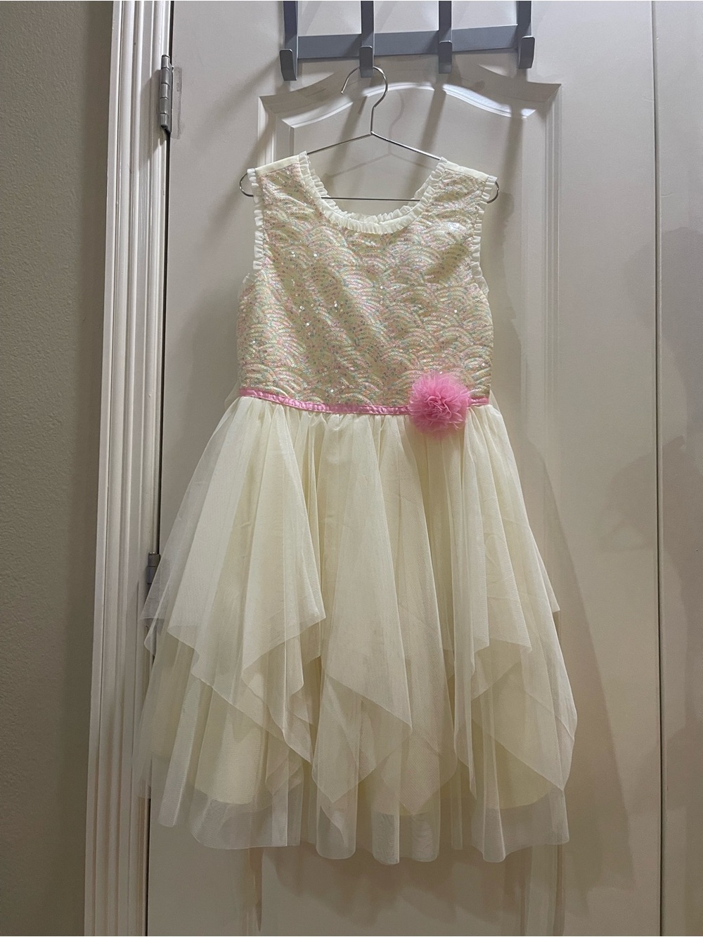 Jona Michelle Yellow Party Dress with Pink Flower